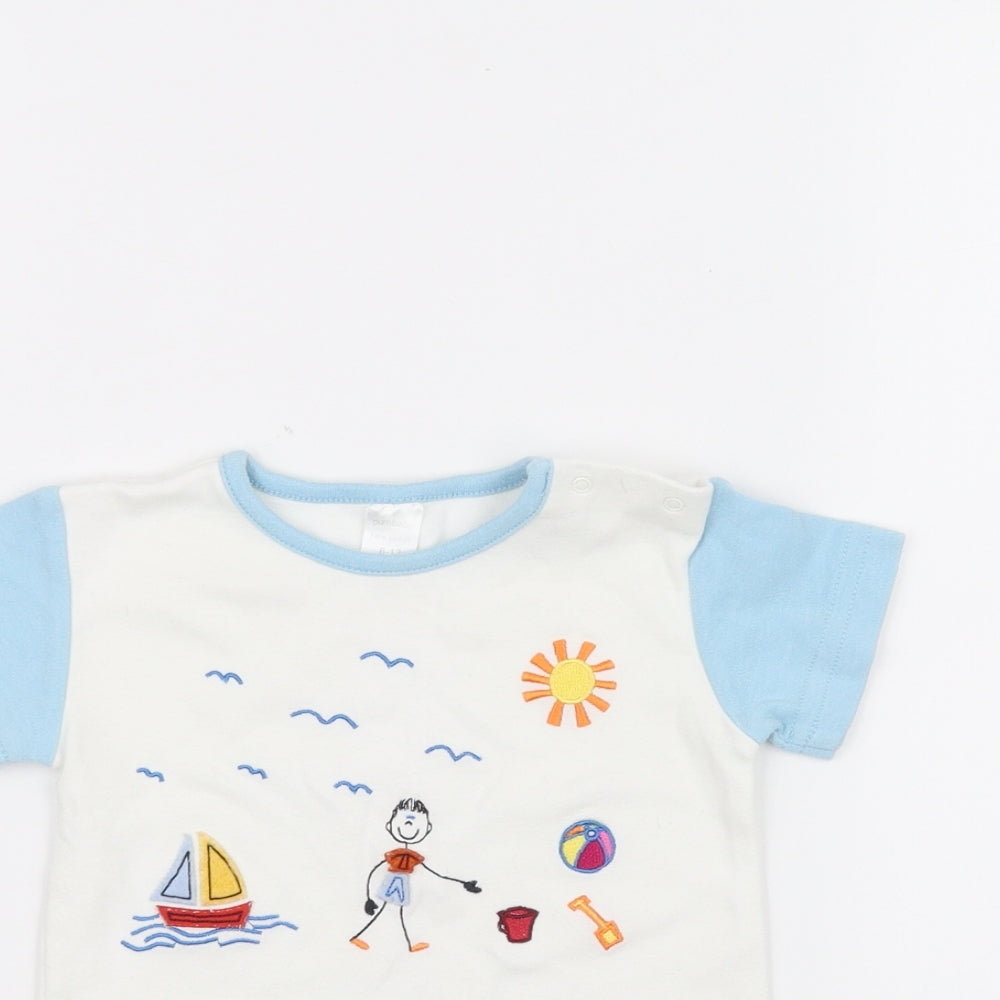 Pure Baby Baby White   Basic T-Shirt Size 6-9 Months  - Beach