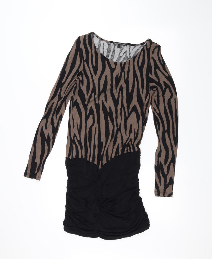 Marks and Spencer Womens Black Animal Print  Pencil Dress  Size 10
