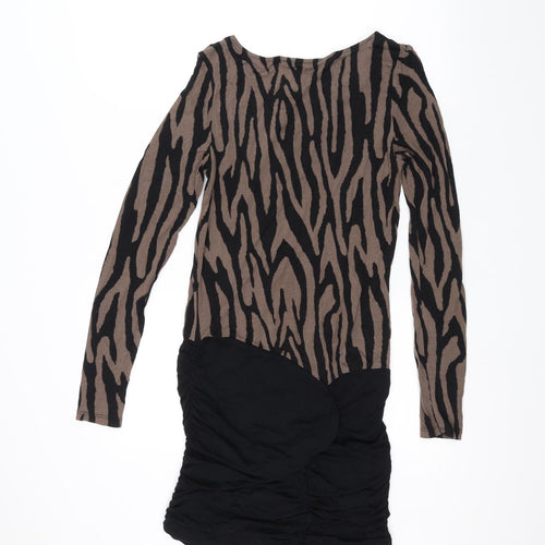 Marks and Spencer Womens Black Animal Print  Pencil Dress  Size 10