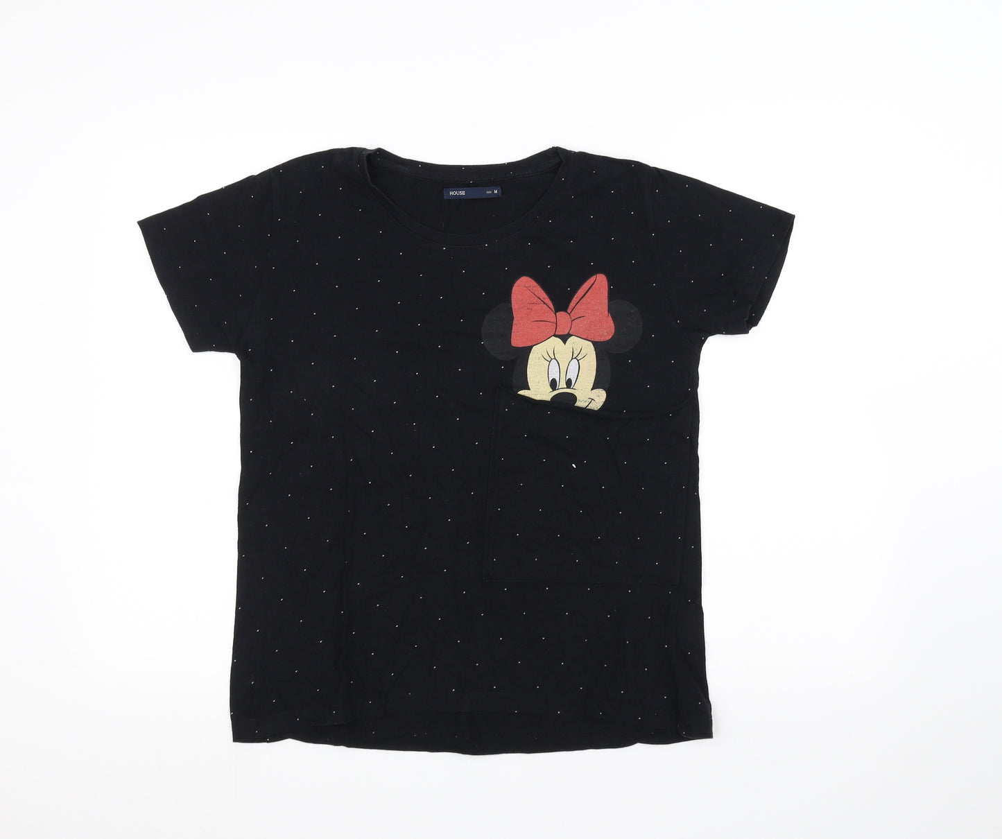 House Womens Black Polka Dot  Basic T-Shirt Size M  - Disney