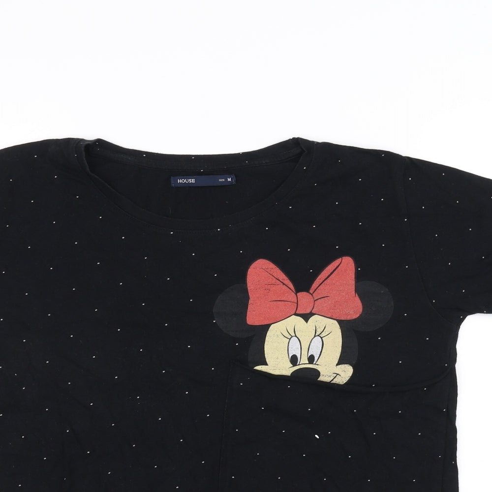 House Womens Black Polka Dot  Basic T-Shirt Size M  - Disney
