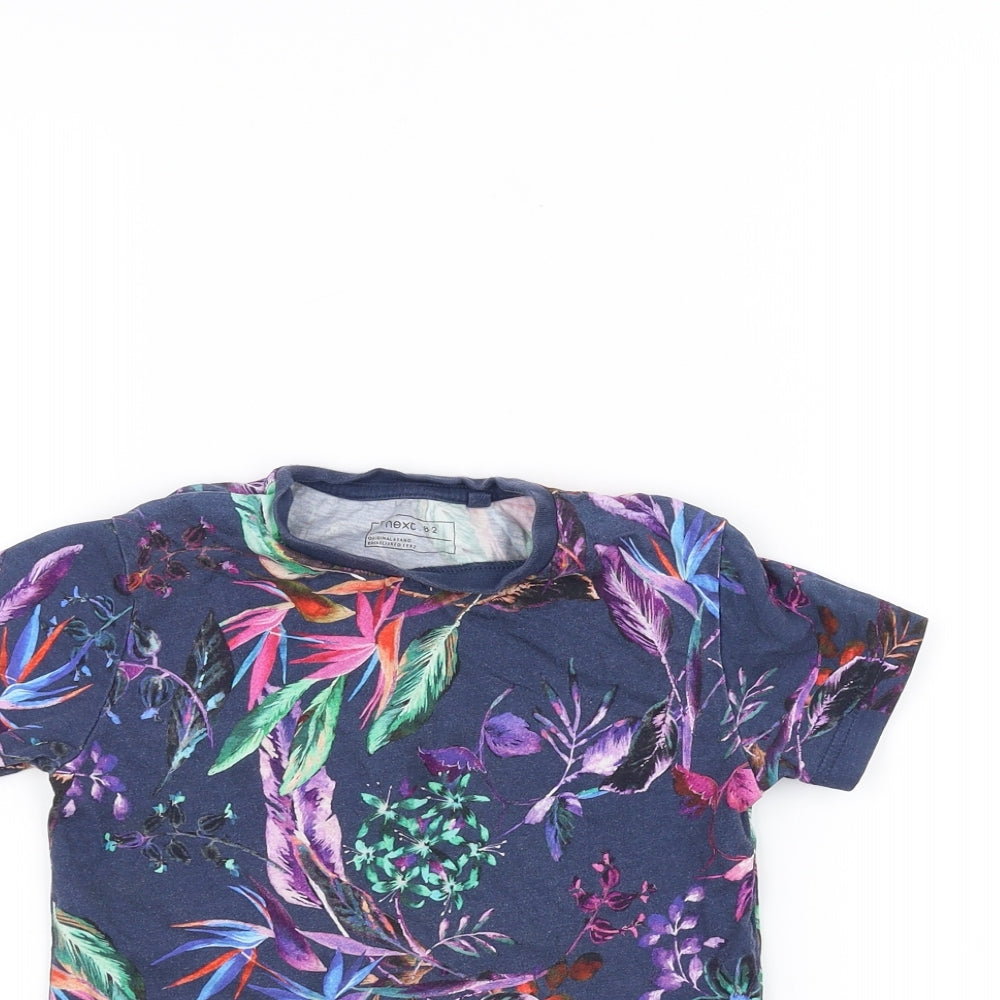 NEXT Girls Blue Floral  Basic T-Shirt Size 4 Years