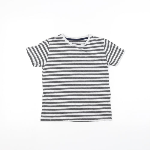 Primark Girls White Striped  Basic T-Shirt Size 7-8 Years