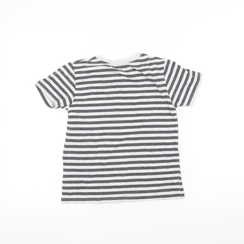 Primark Girls White Striped  Basic T-Shirt Size 7-8 Years