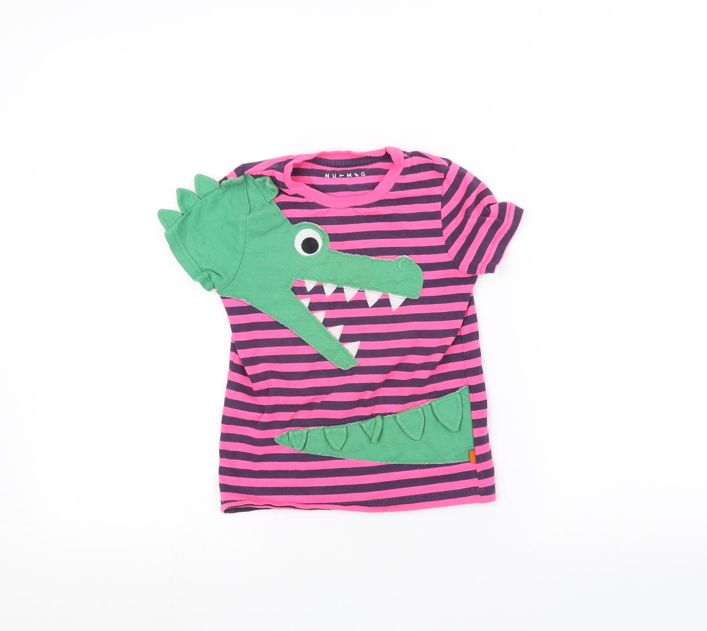 Nutmeg Girls Pink Striped  Basic T-Shirt Size 4-5 Years
