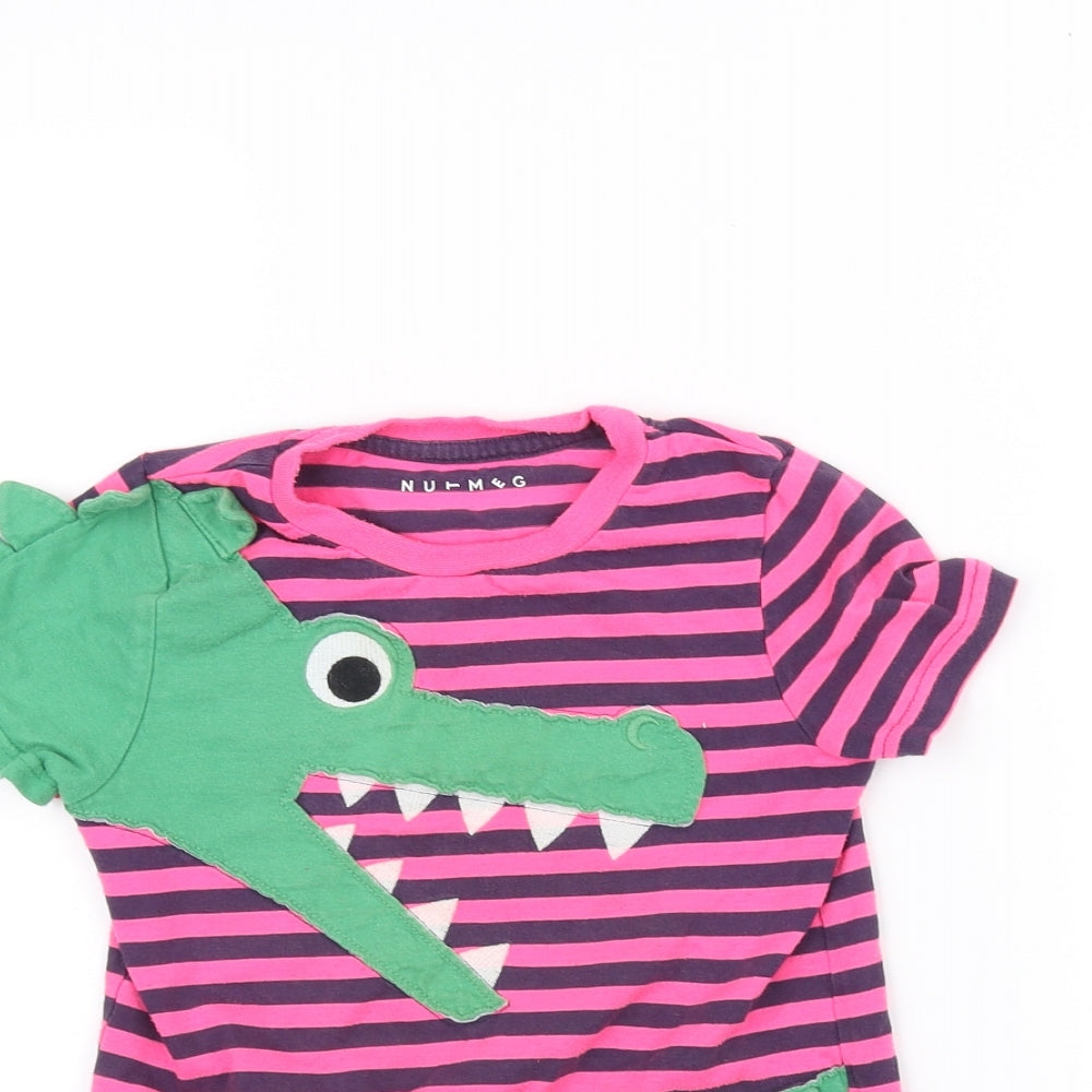 Nutmeg Girls Pink Striped  Basic T-Shirt Size 4-5 Years