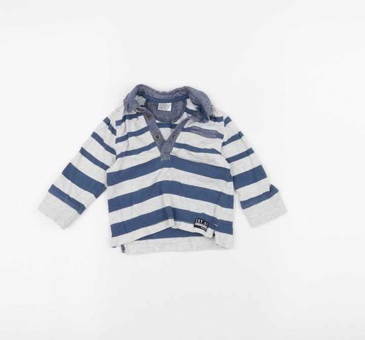 F&F Baby Blue Striped Basic Polo Size 3-6 Months