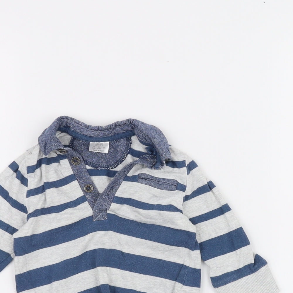 F&F Baby Blue Striped  Basic Polo Size 3-6 Months