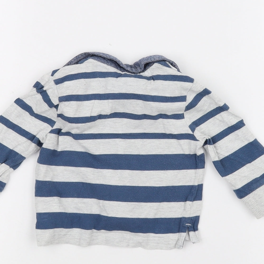 F&F Baby Blue Striped  Basic Polo Size 3-6 Months