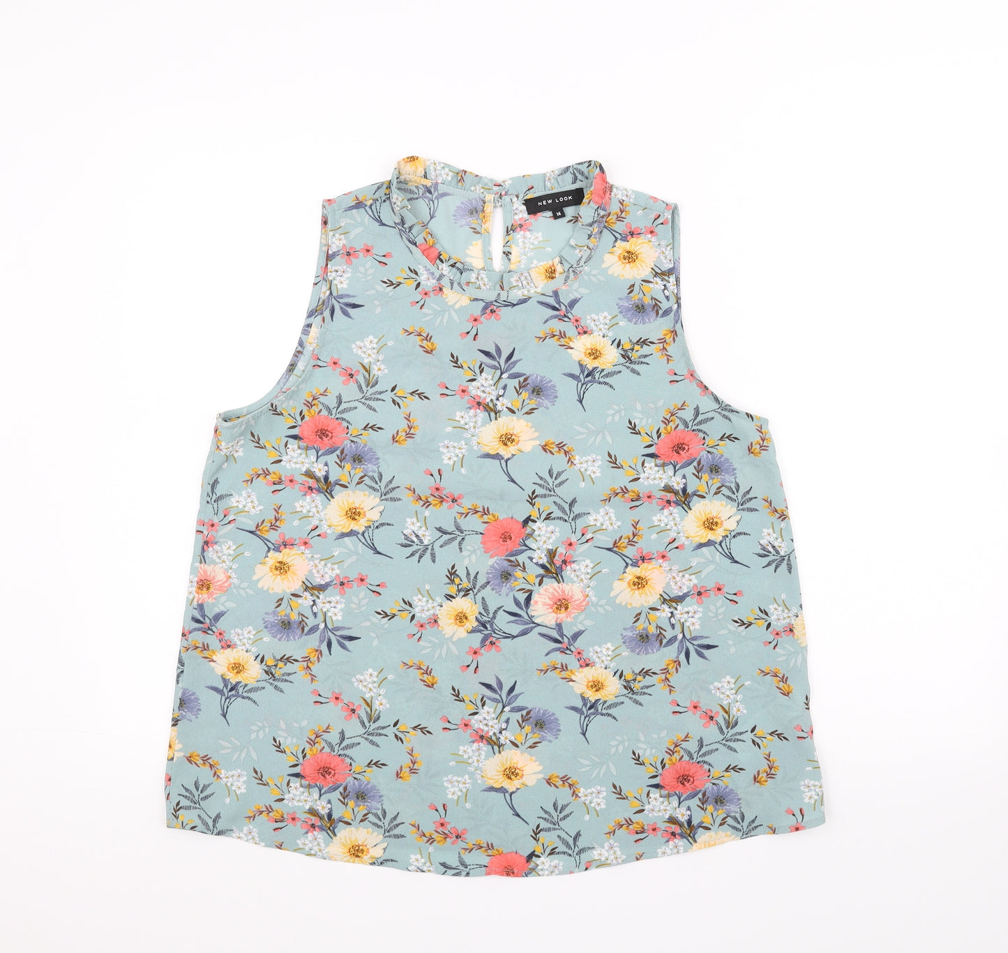 New Look Womens Blue Floral  Basic T-Shirt Size 14