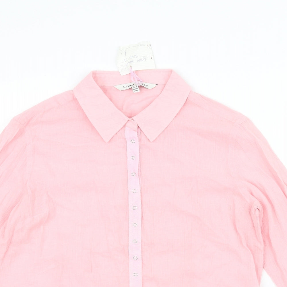 Laura Ashley Womens Pink   Basic Button-Up Size 12
