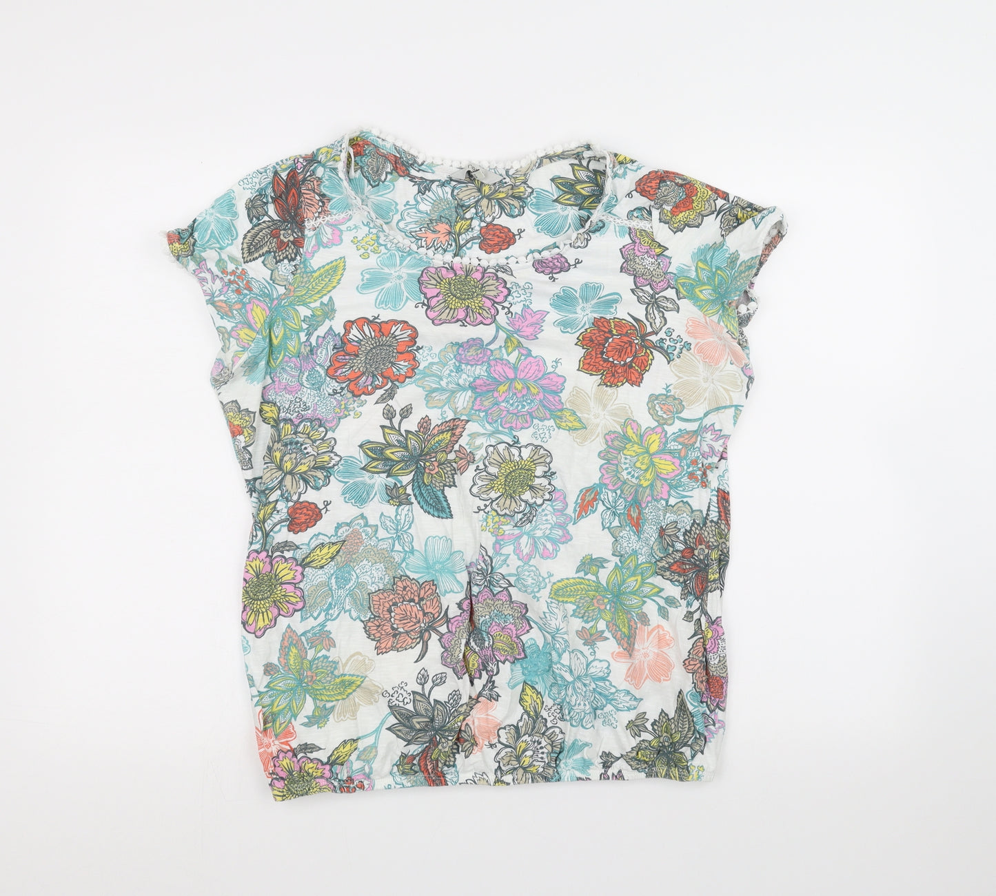 NEXT Womens White Floral  Basic T-Shirt Size 16