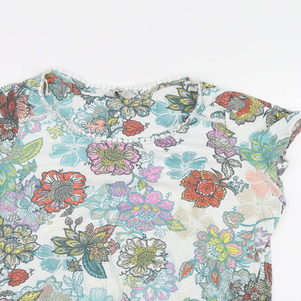 NEXT Womens White Floral  Basic T-Shirt Size 16