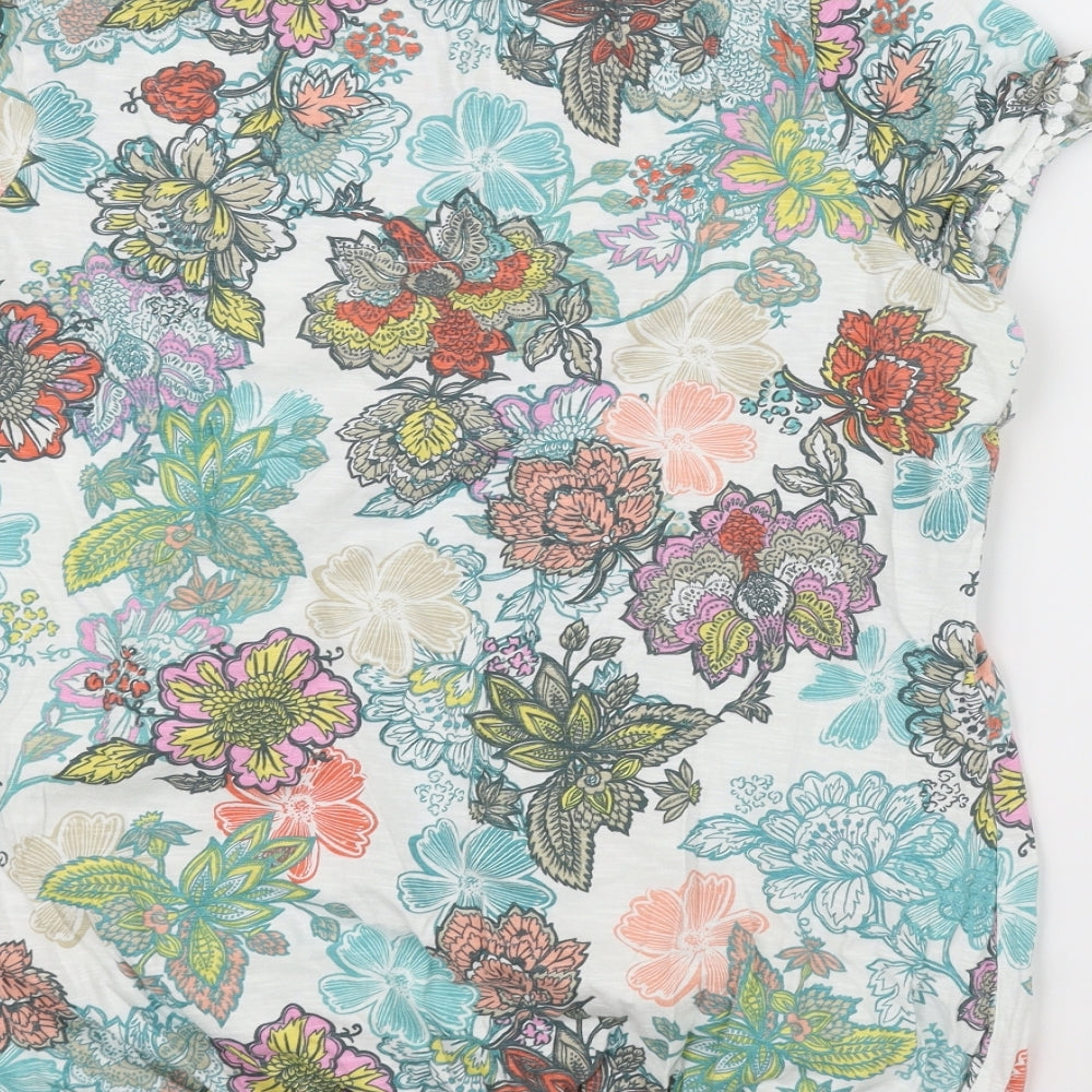 NEXT Womens White Floral  Basic T-Shirt Size 16