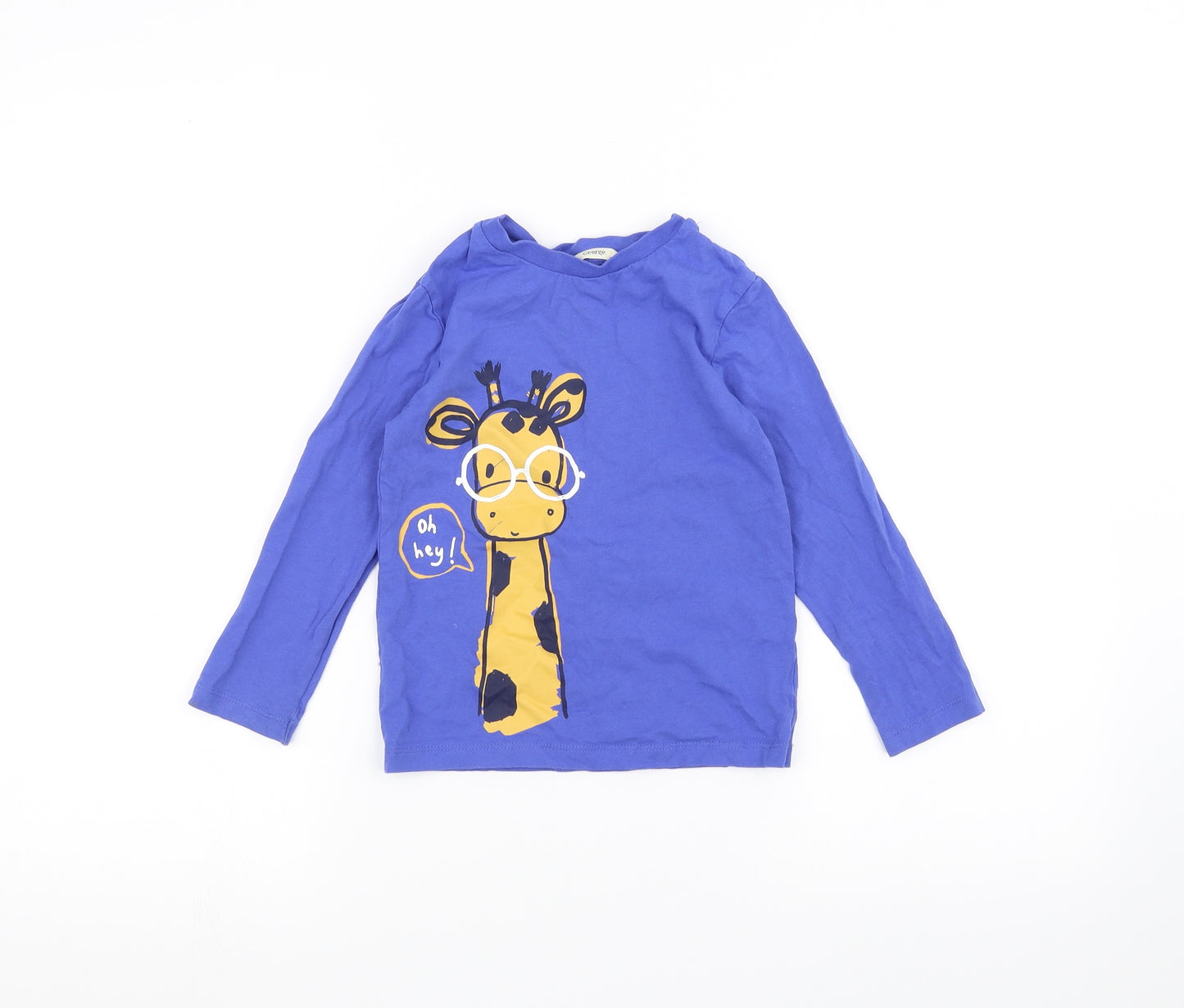 George Boys Blue   Basic T-Shirt Size 4-5 Years  - Giraffe