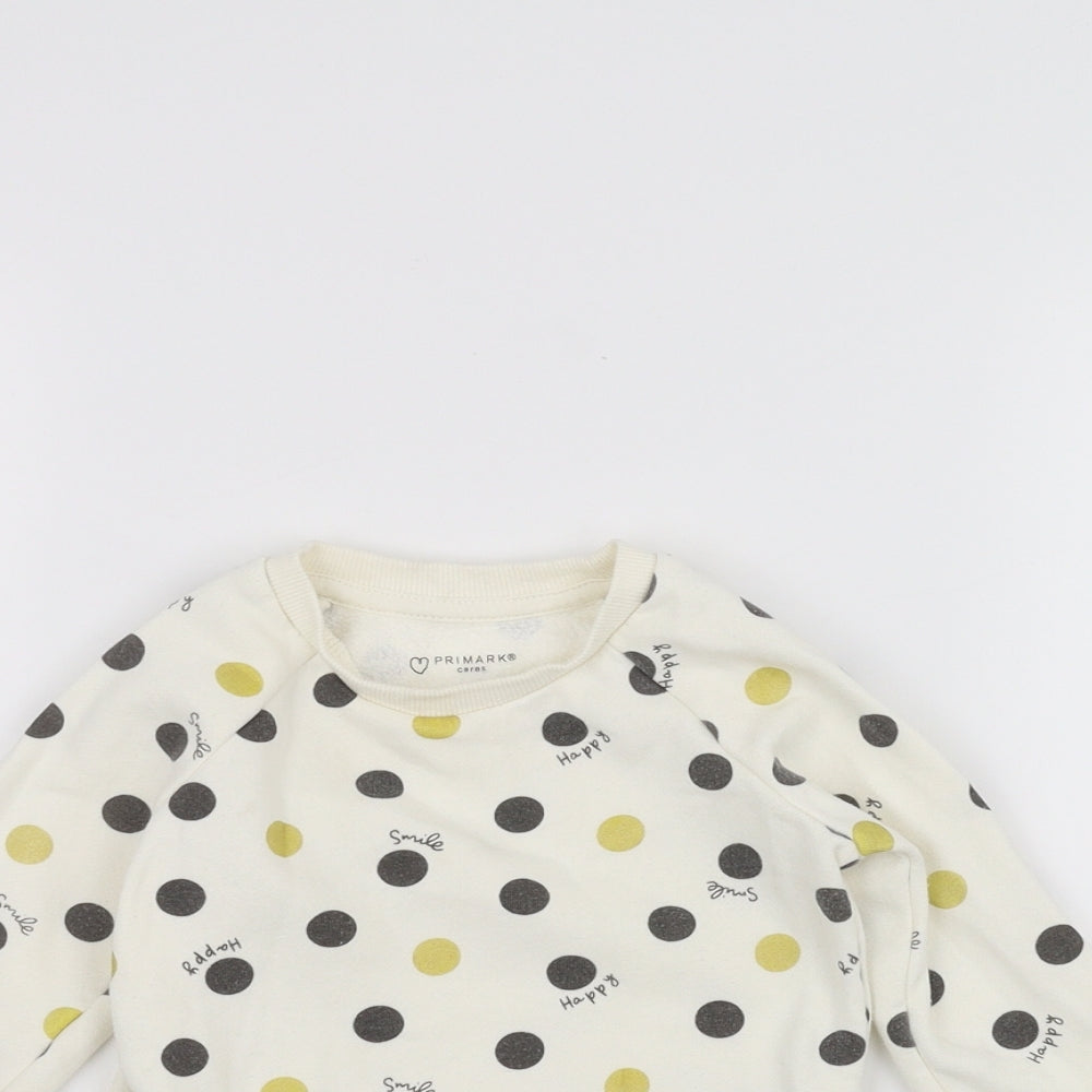 Primark Baby White Polka Dot  Pullover Jumper Size 12-18 Months