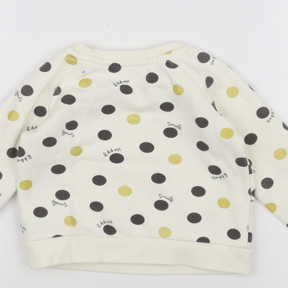 Primark Baby White Polka Dot  Pullover Jumper Size 12-18 Months