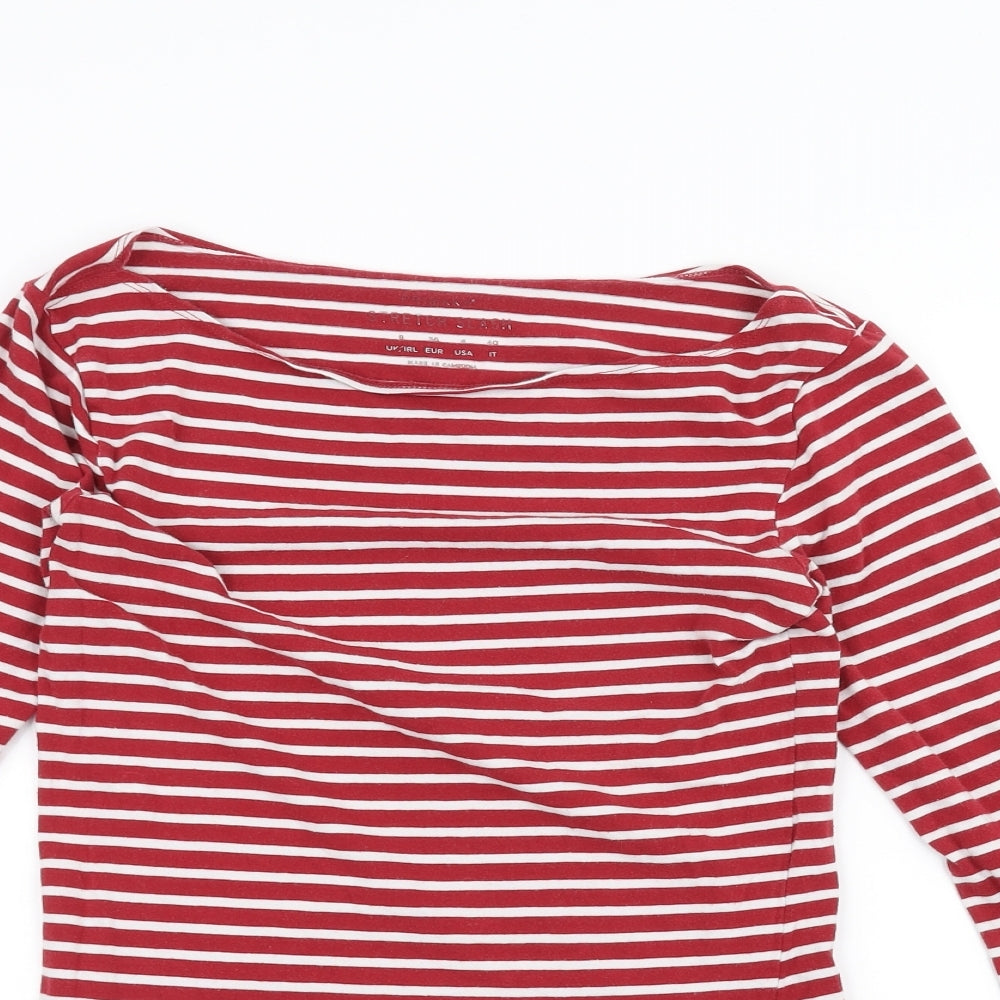 Primark Womens White Striped  Basic T-Shirt Size 8