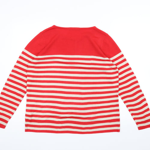 Marks and Spencer Womens White Striped  Pullover Jumper Size 16