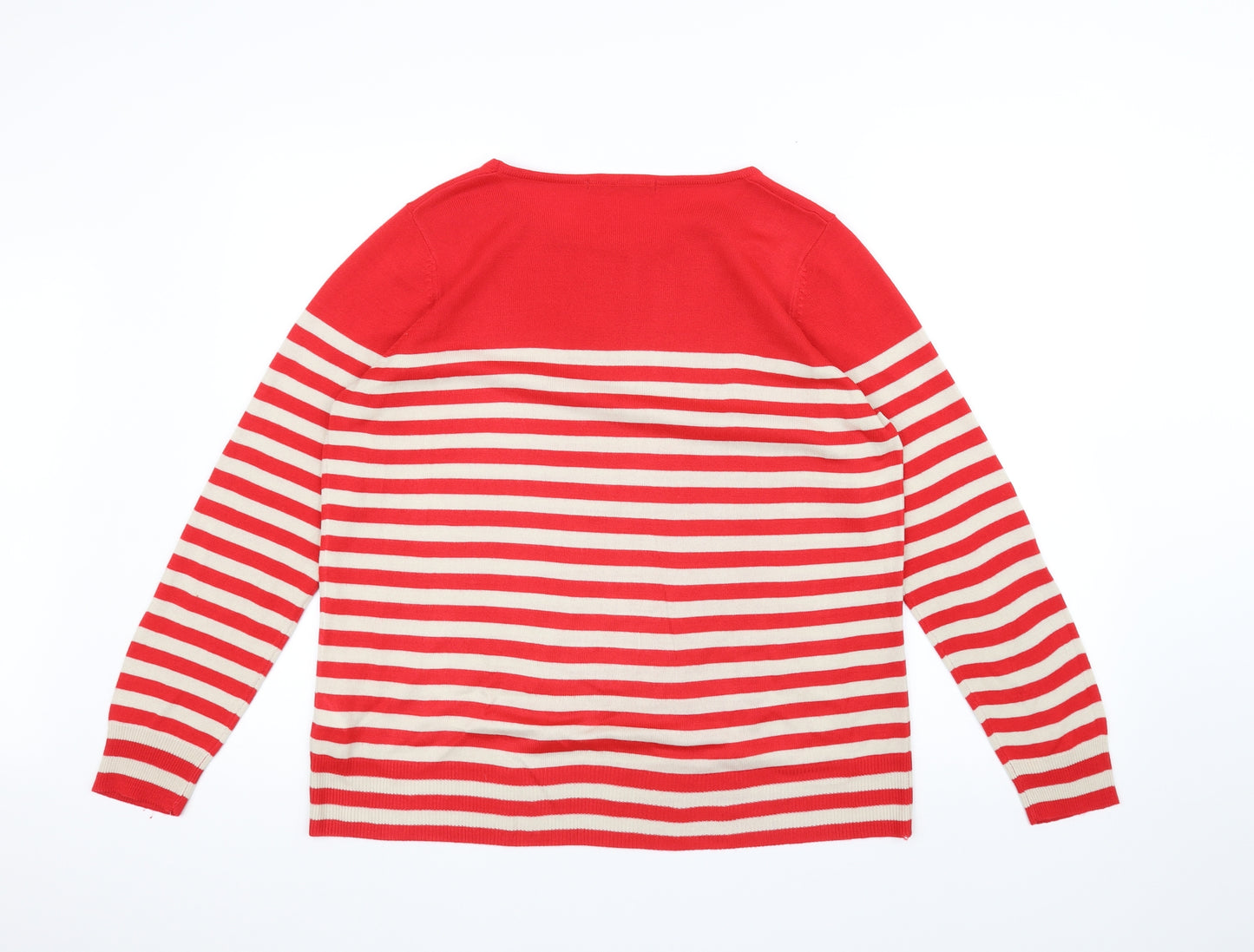 Marks and Spencer Womens White Striped  Pullover Jumper Size 16