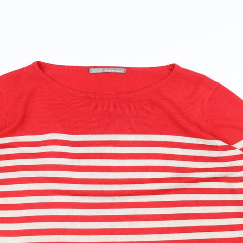 Marks and Spencer Womens White Striped  Pullover Jumper Size 16