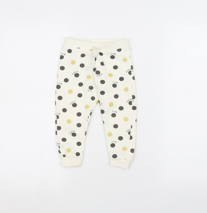 Primark Baby White Polka Dot  Sweatpants Trousers Size 12-18 Months