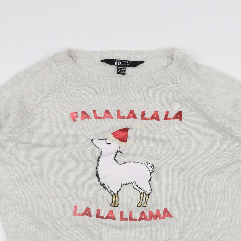 New Look Girls White   Pullover Jumper Size 14-15 Years  - Llama