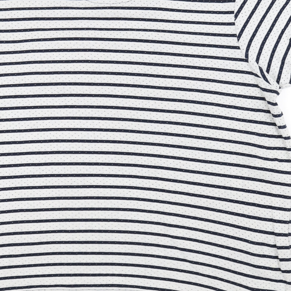 dsiruct Mens White Striped   T-Shirt Size 2XL