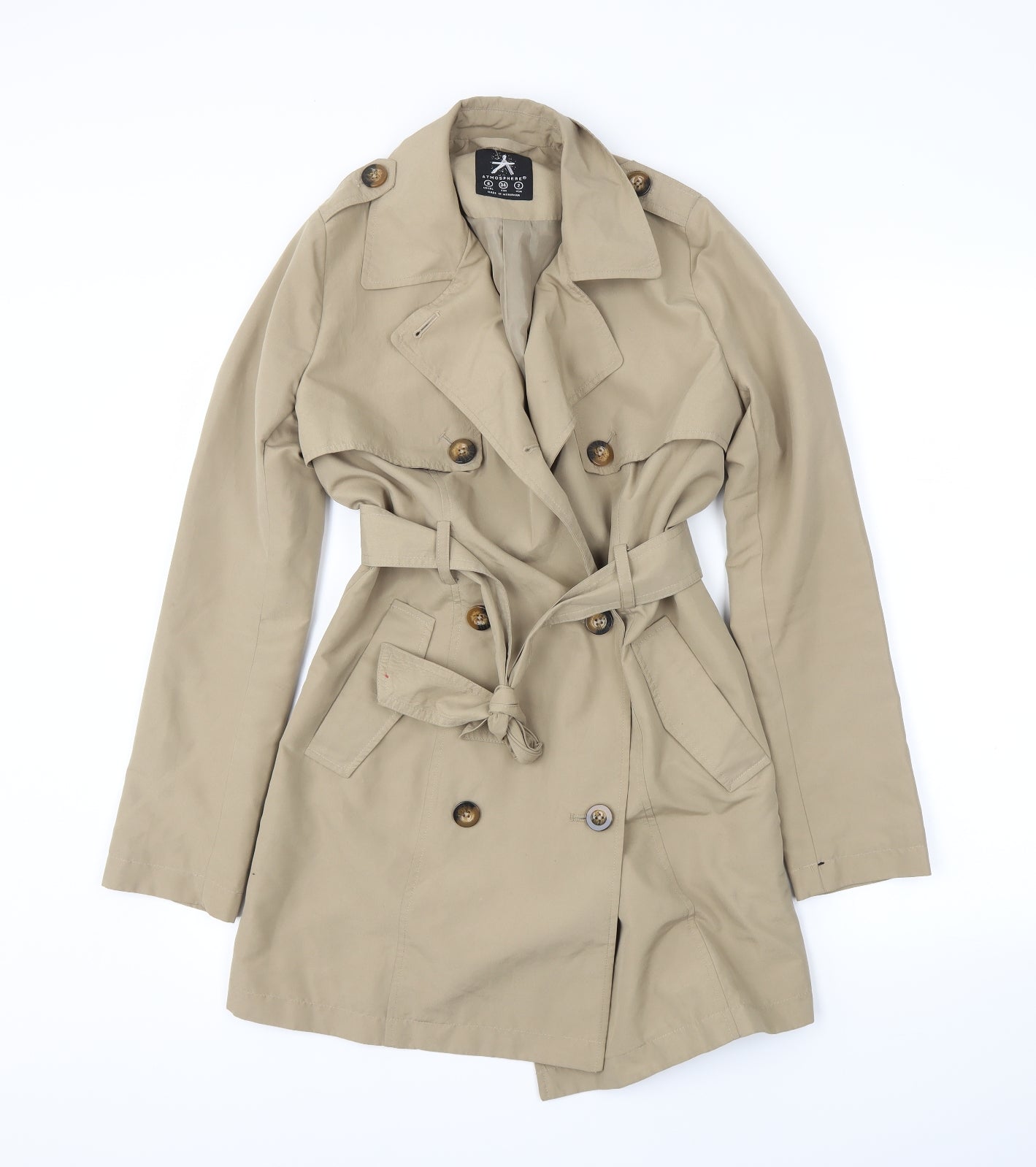 atosphere Womens Beige   Overcoat Coat Size 6