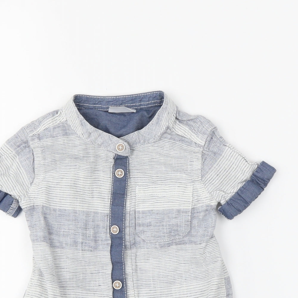 F&F Boys Blue Striped  Basic Button-Up Size 12-18 Months