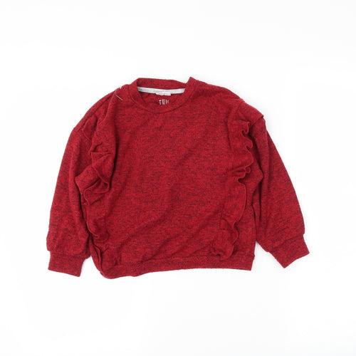 F&F Girls Red   Pullover Jumper Size 5-6 Years