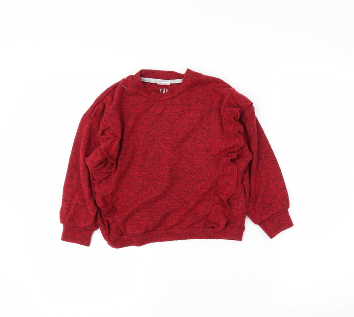 F&F Girls Red   Pullover Jumper Size 5-6 Years