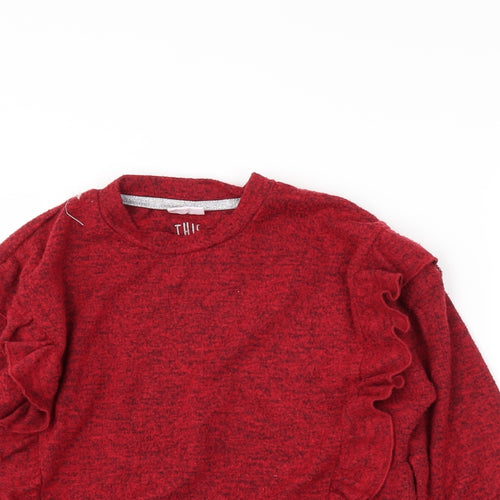 F&F Girls Red   Pullover Jumper Size 5-6 Years