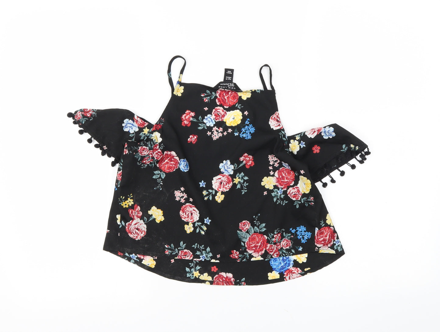 newlook Girls Black Floral  Basic Blouse Size 10 Years