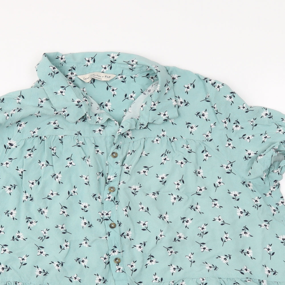 F&F Womens Green Floral  Basic Button-Up Size 18