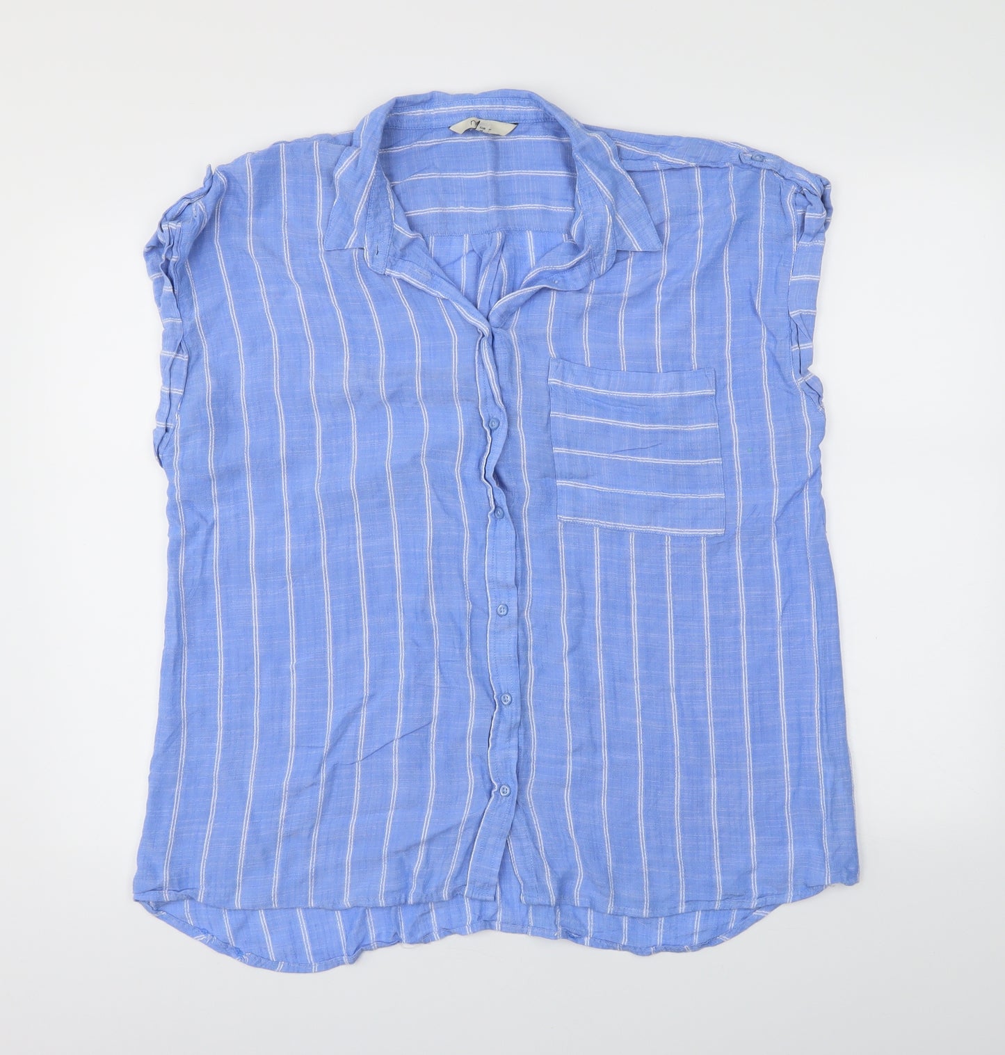 NEXT Womens Blue Striped  Basic Button-Up Size 20
