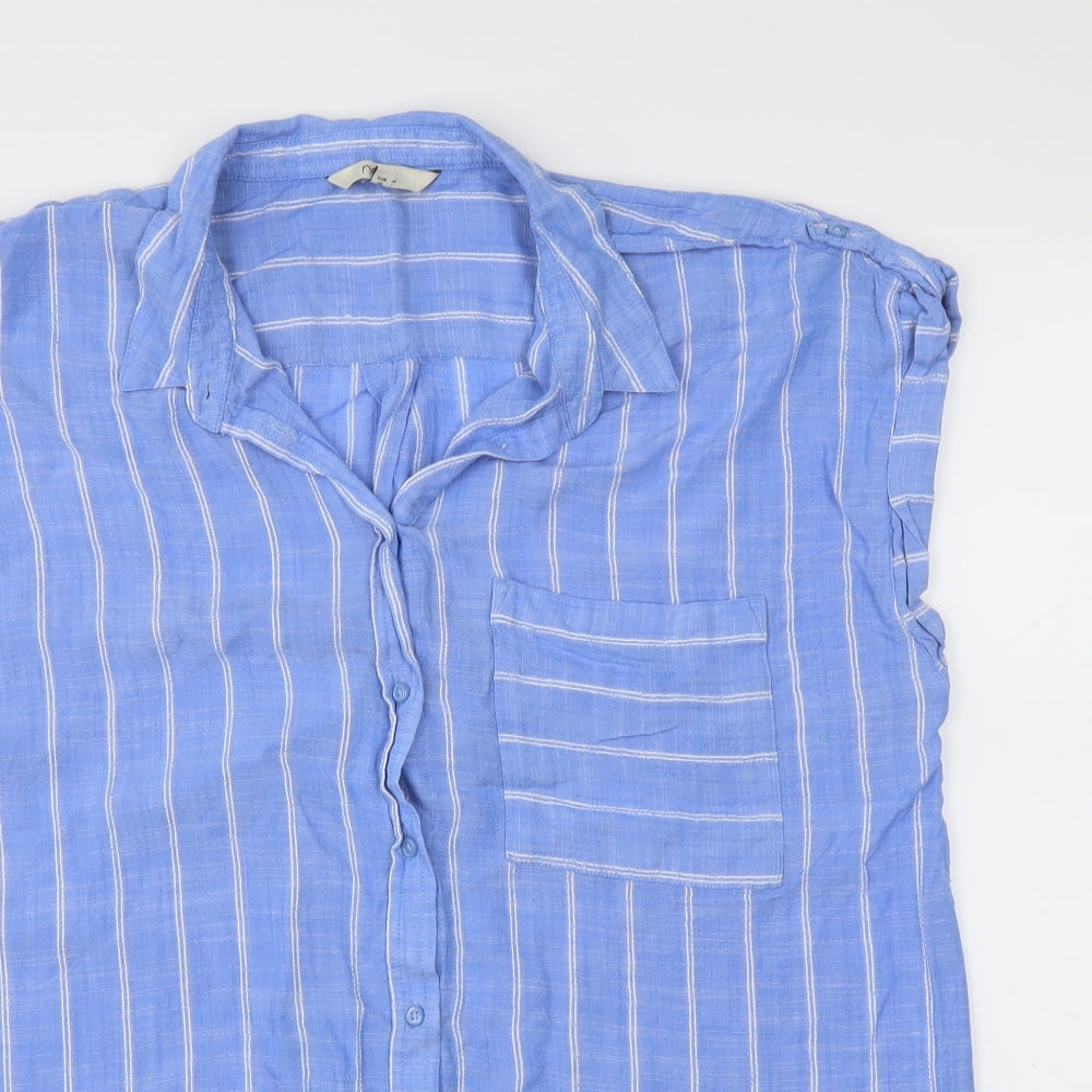 NEXT Womens Blue Striped  Basic Button-Up Size 20