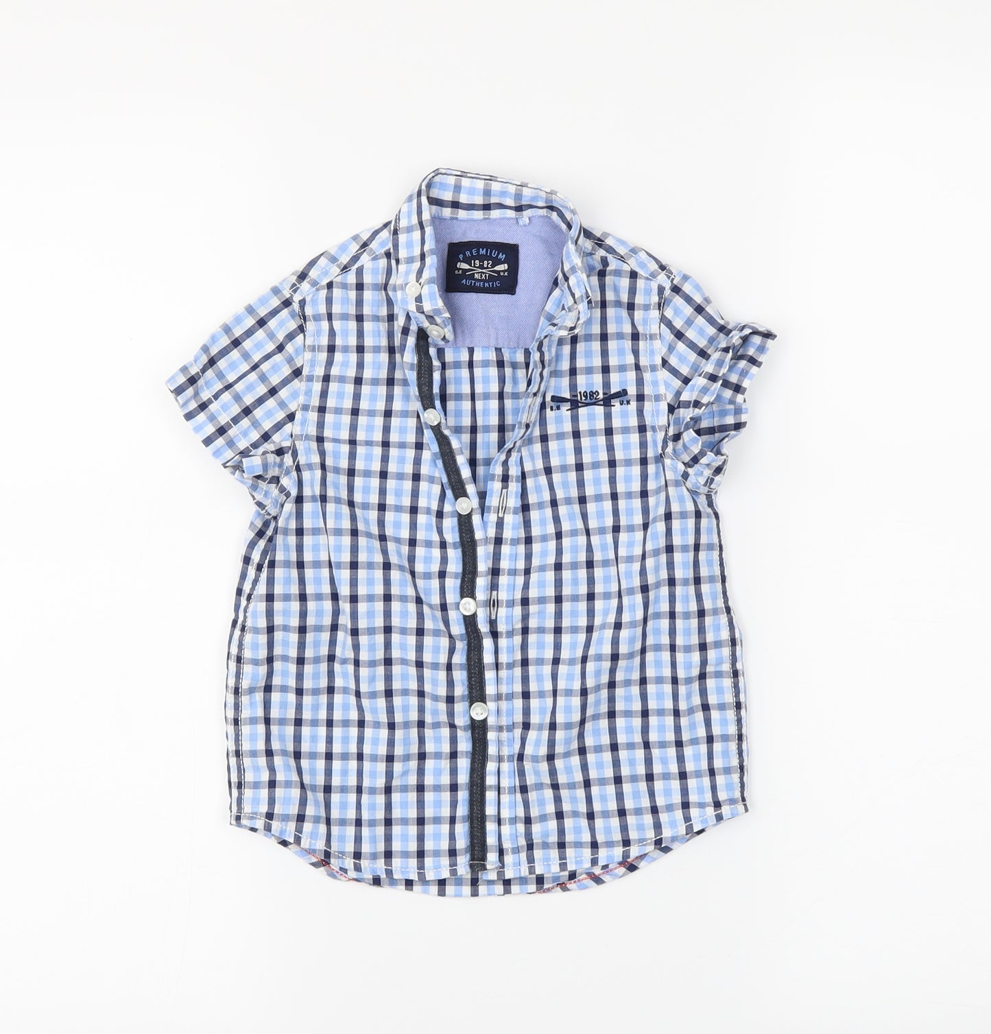 NEXT Boys Black Plaid  Basic Button-Up Size 4 Years