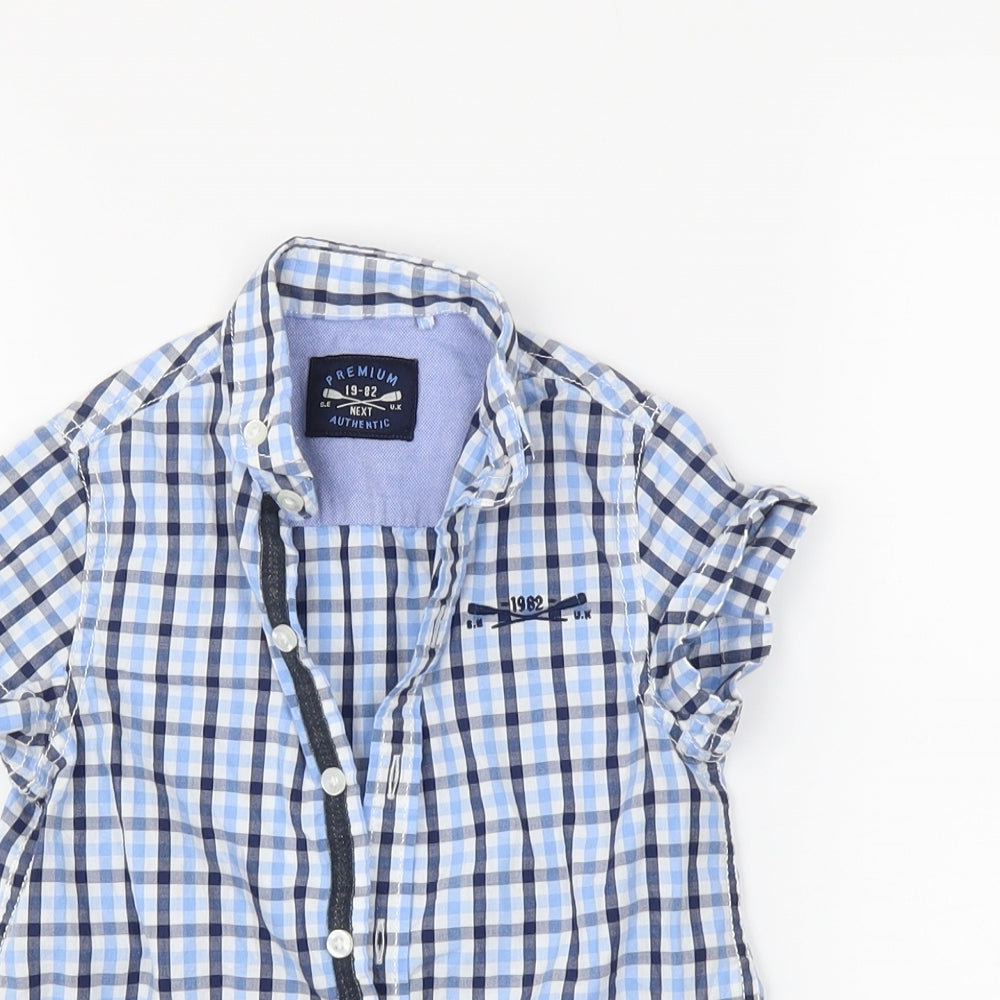 NEXT Boys Black Plaid  Basic Button-Up Size 4 Years