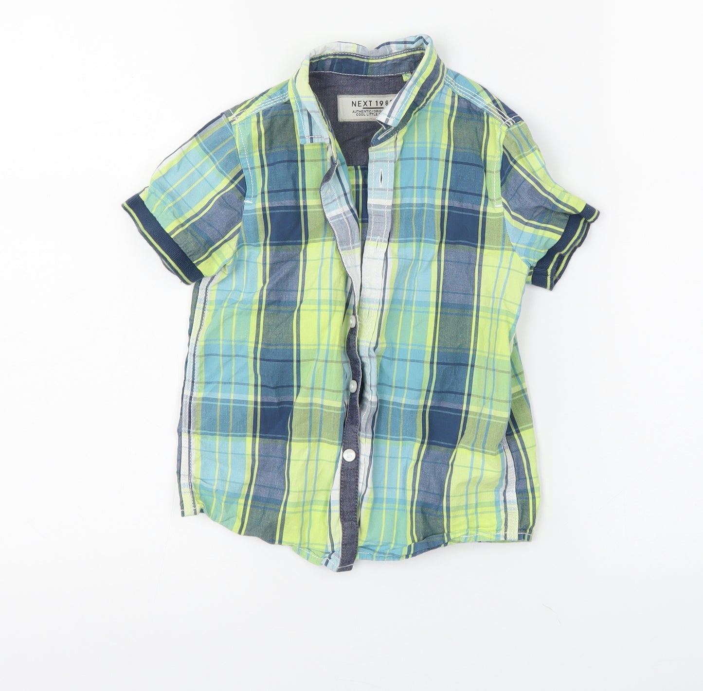 NEXT Boys Green Plaid  Basic Button-Up Size 2-3 Years