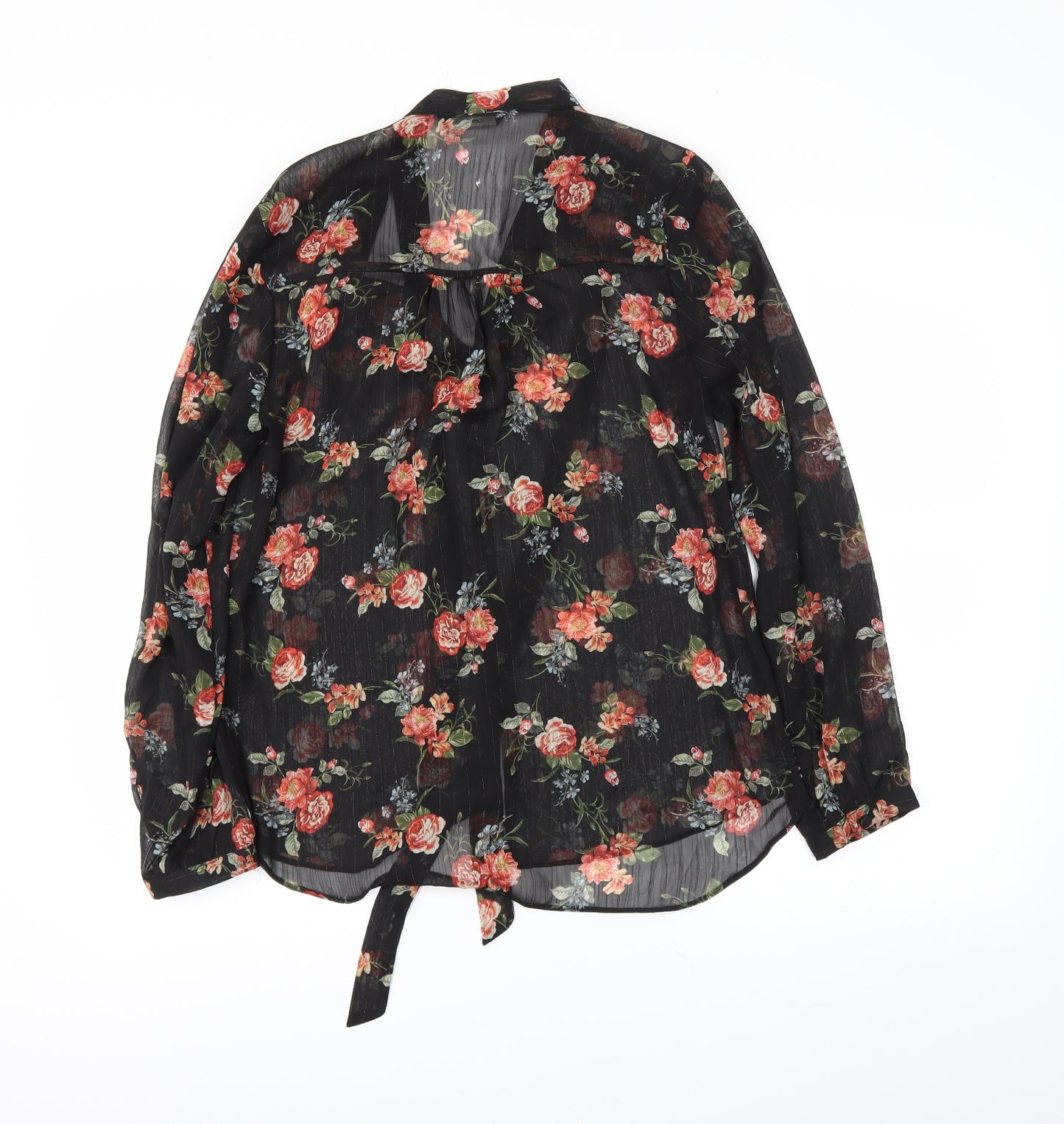 George Womens Black Floral  Basic Blouse Size 12