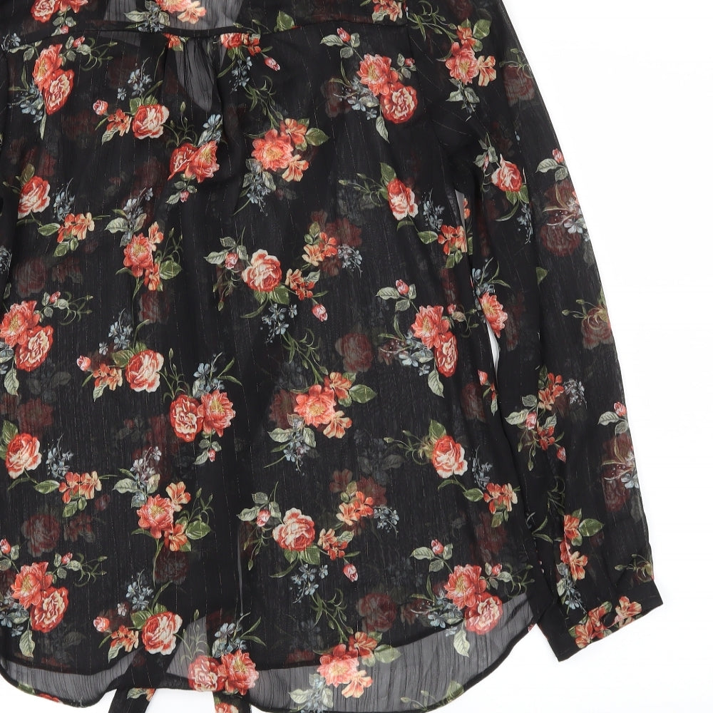 George Womens Black Floral  Basic Blouse Size 12