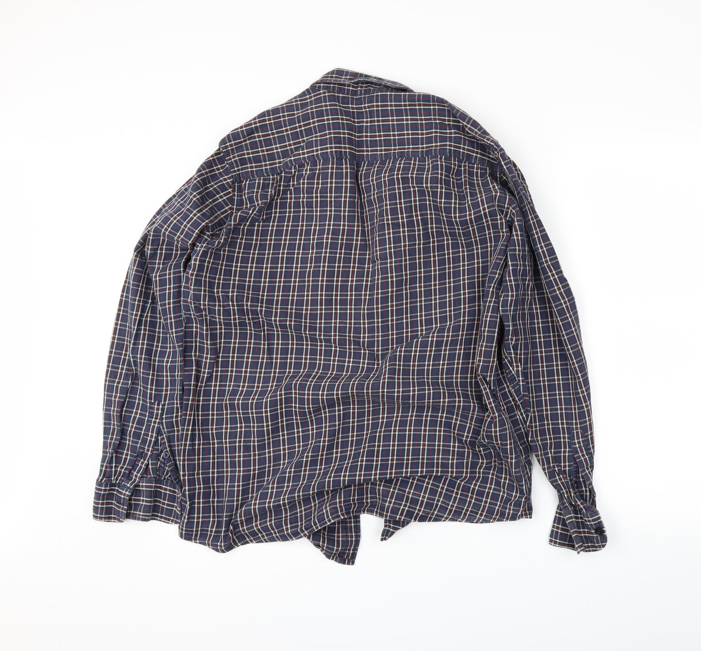 F&F Mens Blue Plaid   Button-Up Size L