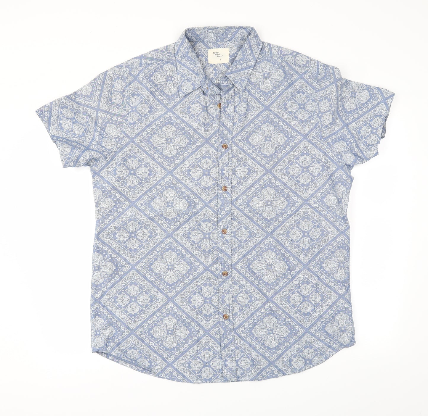 Cedar Wood State Mens Blue Paisley   Button-Up Size L