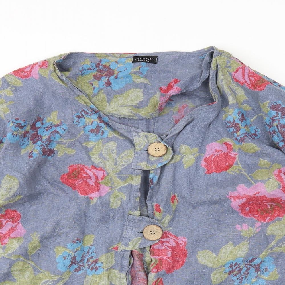 Luca Vanucci Womens Grey Floral  Basic Blouse Size 2XL