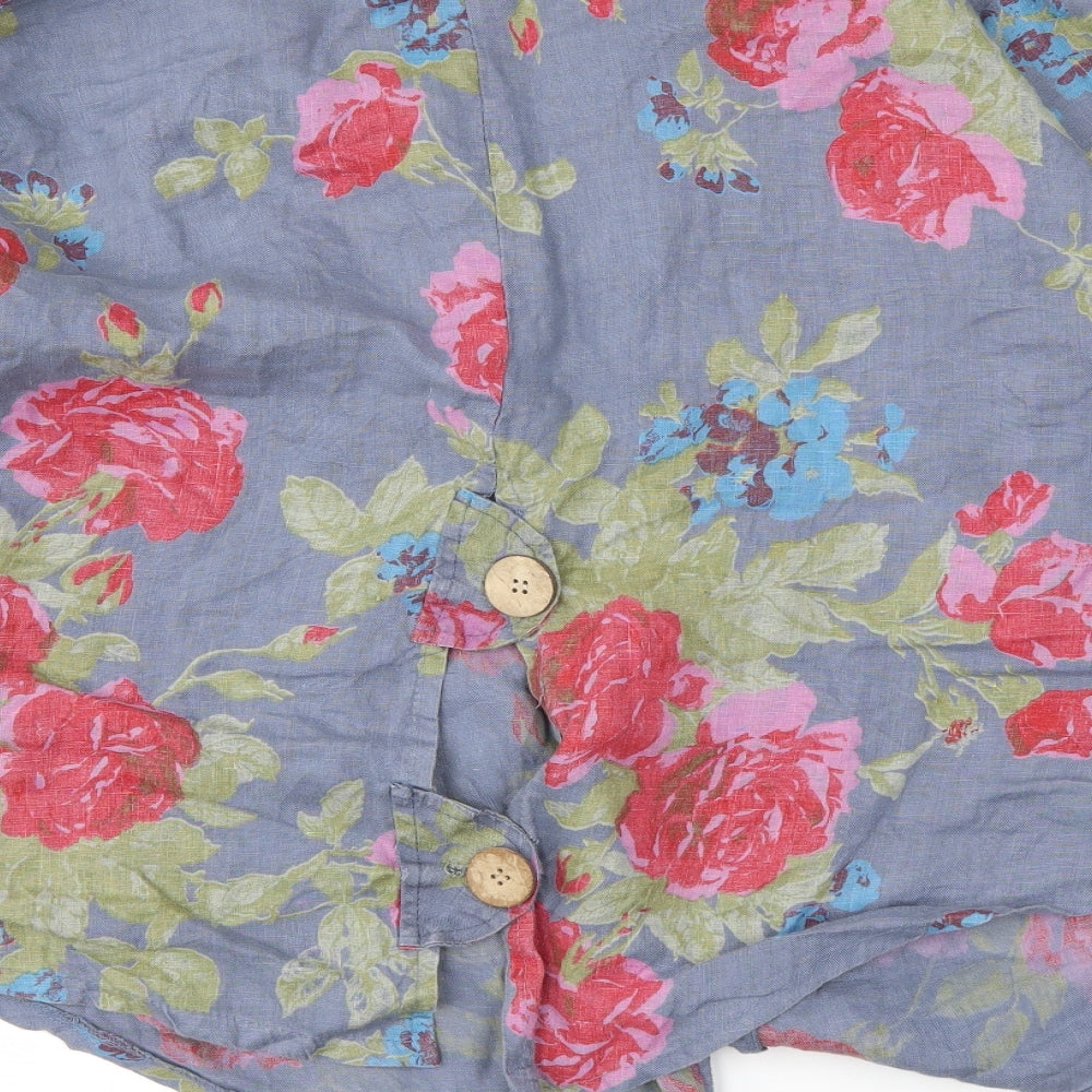 Luca Vanucci Womens Grey Floral  Basic Blouse Size 2XL