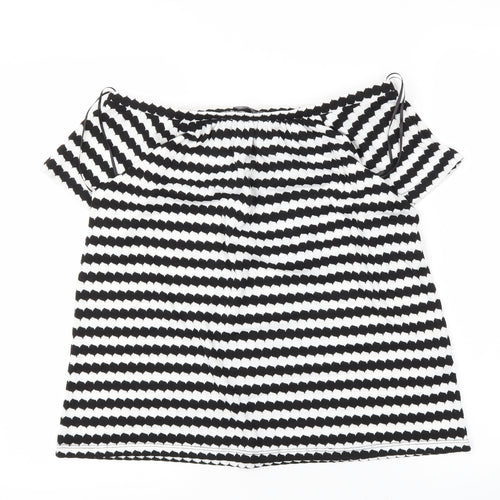 F&F Womens Black Striped  Basic Blouse Size 8