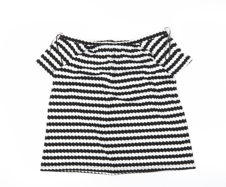 F&F Womens Black Striped Basic Blouse Size 8
