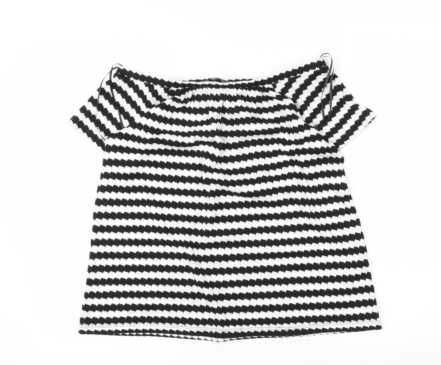 F&F Womens Black Striped  Basic Blouse Size 8
