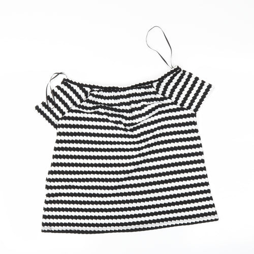 F&F Womens Black Striped  Basic Blouse Size 8